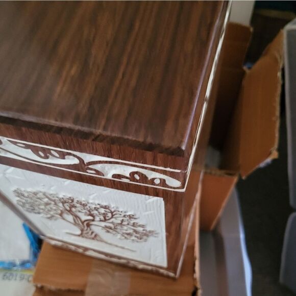 NIB INTAJ Handmade Rosewood Urn for Human Ashes Tree of Life Wooden - Picture 9 of 9